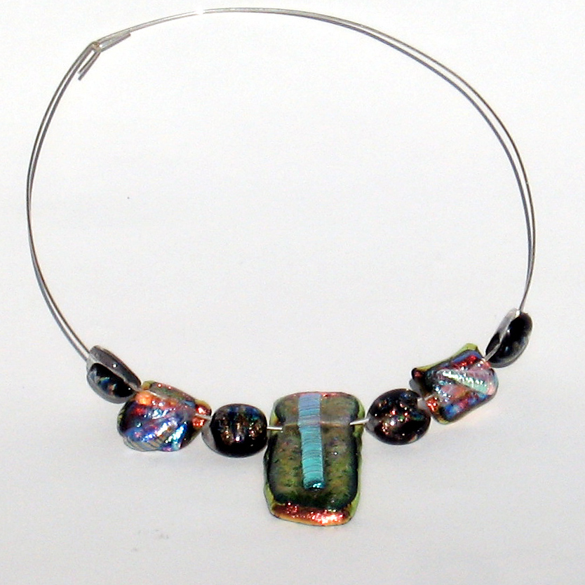 Fused Diachroic Necklace, Glass Jewelry