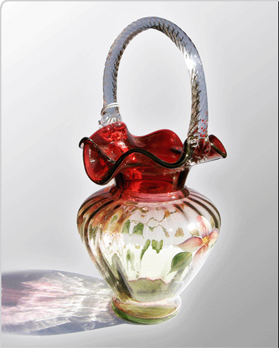 Fenton Floral Scroll Basket